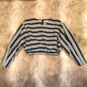 Zara Trafaluc Collection Striped Long Sleeve Crop